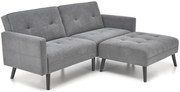 Popielata sofa rozkładana z podnóżkiem R2-G28