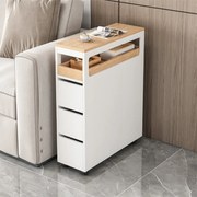 Szafka na kółkach z 3 szufladami, biała, 65x82x23 cm