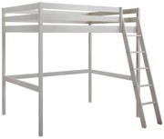 Łóżko antresola GEDEON - 140 × 190 cm - Lite drewno sosnowe - Bielone