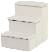 PawHut Schody dla Zwierząt Schodki Składane z Schowkiem MDF Biały 40x54x48 cm | Aosom PL