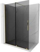 Mexen Velar ścianka prysznicowa rozsuwana Walk-in 130 x 200 cm, grafit 8 mm, złota - 871-130-000-43-50