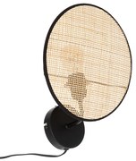 Kinkiet do salonu OLME, rattanowa plecionka, Ø 27 cm