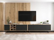 Zestaw stojących szafek rtv dąb wotan + czarny M4-E16