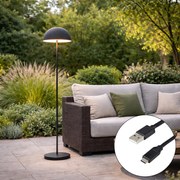 Lampa stojąca zewnętrzna czarna z możliwością ładowania, 3-stopniowy ściemniacz - Keira