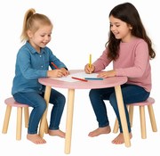 Różowy zestaw dla dziewczynki stolik z taboretami P0-S43