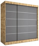 Szafa przesuwna dąb artisan + antracyt 200 cm L7-L80