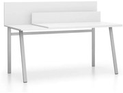 Biurko SINGLE LAYERS, blat przesuwny, z przegrodami, biały