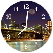 Zegar ścienny okrągły Most miasto noc