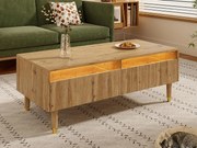 Nowoczesny stolik kawowy 110×50×40 cm - z oświetleniem LED - 2 szuflady - naturalny