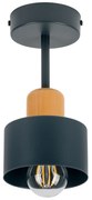 Antracytowa lampa sufitowa, jednopunktowy spot DBU1010AN z drewna i me
