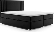 Łóżko kontynentalne MAO 140x200 czarne velvet z pojemnikiem LAVERTO