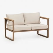 Dwuosobowa Sofa Ogrodowa Z Aluminium I Drewna Akacjowego Lipov Moka Brown - Sklum