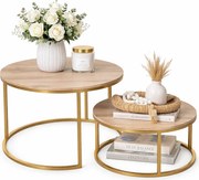 Stoliki Kawowe 2W1 Do Salonu Dąb Wotan + Złoty G5-M00