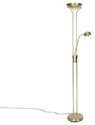 Nowoczesna lampa stojąca mosiężna z lampką do czytania, w tym LED Dim to Warm - Diva