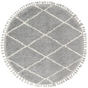Dywan shaggy Blake romby jasny szary koło 120 cm x 120 cm