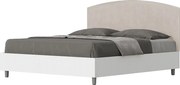 Łóżko wyposażone w stelaż z listwami z pojemnikiem 160x190 konstrukcja Frassino biała zagłówek microfibra Piaskowy Antilia