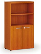 Szafa biurowa kombinowana PRIMO WOOD, drzwi na 2 poziomach, 800 x 420 x 1434 mm, wiśnia