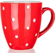 Banquet Kubek ceramiczny 400 ml, czerwony w kropki
