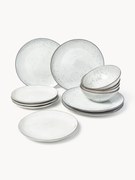 Komplet ręcznie wykonanych naczyń Nordic Sand, dla 4 osób (12 elem.)