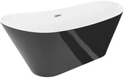 Mexen Dora wanna wolnostojąca 150 x 75 cm, biała/czarna, przelew chrom - 52071507575-01