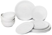 12-częściowy zestaw białych talerzy z porcelany Bonami Essentials Purita