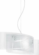 Lampa wisząca Nereide 64x120cm z białego szkła satynowego z sitodrukiem 2XE27, chromowana rama, nowoczesna, IP20, maks. 2x52W