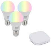 Zestaw 3 inteligentnych żarówek LED E27 z możliwością ściemniania A60 9W 806 lm 2700K-6500K z Zigbee Smart Hub