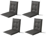 Outsunny Zestaw 4 Poduszek na Krzesła 108 x 50 x 5 cm z Taśmami, do Użycia na Zewnątrz i Wewnątrz, Ciemnoszary