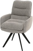 Krzesło do jadalni MCW-G66 Bouclé,  jasnoszary, z podłokietnikiem