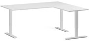 Narożne biurko z regulacją wysokości, 180x160 cm, 3 silniki, L/P, biała podstawa, biały