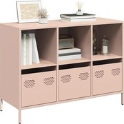 Różowy bufet z zimnowalcowanej stali z 3 szufladami i 3 półkami dla optymalnego przechowywania