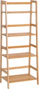HOMCOM Regał na Książki, 4 Poziomy, Design Drabiniasty, Bambus, Kolor Naturalny