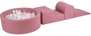 Piankowy Zestaw Do Zabawy Z Suchym Basenem 90x30cm/200 Piłek 7cm, Plac Zabaw Dla Dziecka, 4 Elementy, Boucle, Różowy, Piłki: Białe, Transparentne - Meowbaby®