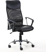 Krzesło biurowe Campus z regulowanym oparciem i fotel obrotowy z eko-skóry w kolorze czarnym.