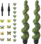 Sztuczna Roślina, SucceBuy 150 cm Sztuczny Buks Topiary, Odporny na UV, Sztuczna Roślina, Wystrój Domu, 2 Opakowania