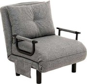 Nowoczesny fotel-łóżko 1-osobowy – 75 x 50 x 75 cm – jasnoszary – metal i poliester