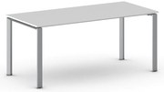 Stół konferencyjny do biura PRIMO INFINITY, 180x90 cm, szaro-srebrna podstawa, biały