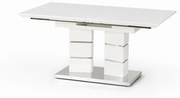 LORD stół rozkładany biały, glamour, stal nierdzewna, wysoki połysk,