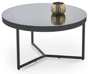 Okrągła czarna ława z połyskiem 80/45 cm szkło/MDF/stal COSMO ława, czarny