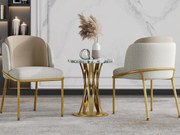 Zestaw 2 krzeseł – len i skóra ekologiczna – metalowe nogi – nowoczesny styl – beżowe