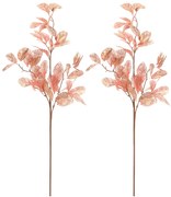 Zestaw świątecznych gałązek ze złoconymi liśćmi, 2 szt., różowy, 85 cm