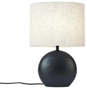 Lampa stołowa Japandi czarna z lnianym abażurem - Timo