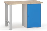 Stół warsztatowy G7, blat bukowy, 1200 x 685 x 840 mm, 1x szafka, niebieski