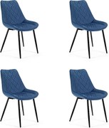 4x Krzesło tapicerowane pikowane welur SJ.0488 Granatowy