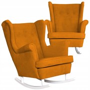 Fotel uszak bujany skandynawski welur Hunter Family Meble musztardowy