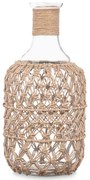 Ozdobna butelka w plecionce ze sznurka w naturalnym kolorze
