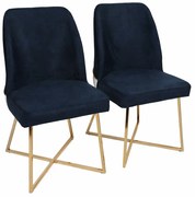 Zestaw krzeseł do jadalni Madrid Dark Blue and Gold, 2 szt., 2 szt.