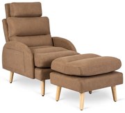 Brązowy relaksacyjny fotel w stylu skandynawskim D5-F38