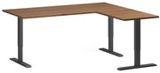 Narożne biurko z regulacją wysokości, 180x160 cm, 3 silniki, L/P, czarna podstawa, orzech