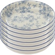 Zestaw 6 głębokich talerzy Delikatne kwiaty 20 cm,niebieskie